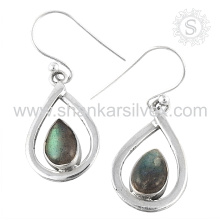 Glazed Labradorite Gemstone Earring 925 Sterling Silver Jóias Jóias Jaipur Handmade Silver Jewelry